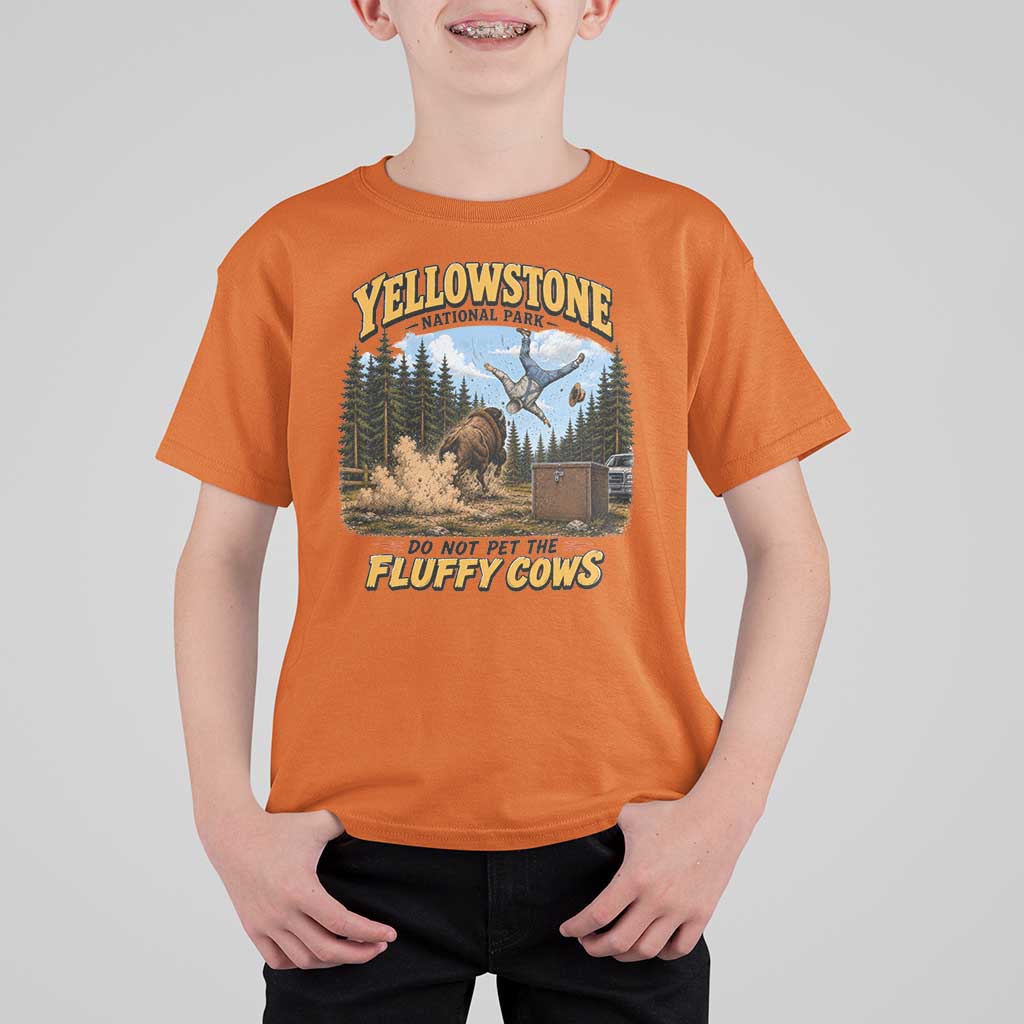 Yellowstone National Park Do Not Pet The Fluffy Cows Bison T Shirt For Kid