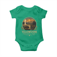 Vintage Yellowstone National Park Vintage Bison Geyser Baby Onesie Wyoming Montana Idaho Hiking Camping