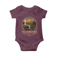 Vintage Yellowstone National Park Vintage Bison Geyser Baby Onesie Wyoming Montana Idaho Hiking Camping