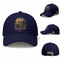 Vintage Yellowstone National Park Vintage Bison Geyser Baseball Cap Wyoming Montana Idaho Hiking Camping