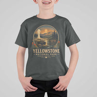 Vintage Yellowstone National Park Vintage Bison Geyser T Shirt For Kid Wyoming Montana Idaho Hiking Camping