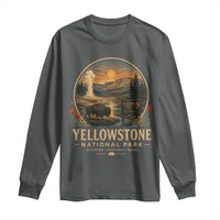 Vintage Yellowstone National Park Vintage Bison Geyser Long Sleeve Shirt Wyoming Montana Idaho Hiking Camping