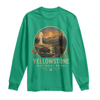 Vintage Yellowstone National Park Vintage Bison Geyser Long Sleeve Shirt Wyoming Montana Idaho Hiking Camping