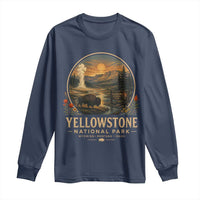 Vintage Yellowstone National Park Vintage Bison Geyser Long Sleeve Shirt Wyoming Montana Idaho Hiking Camping