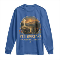 Vintage Yellowstone National Park Vintage Bison Geyser Long Sleeve Shirt Wyoming Montana Idaho Hiking Camping