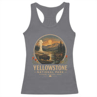 Vintage Yellowstone National Park Vintage Bison Geyser Racerback Tank Top Wyoming Montana Idaho Hiking Camping