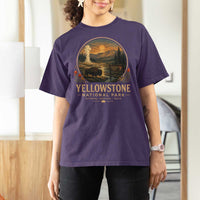 Vintage Yellowstone National Park Vintage Bison Geyser T Shirt For Women Wyoming Montana Idaho Hiking Camping