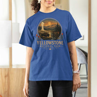 Vintage Yellowstone National Park Vintage Bison Geyser T Shirt For Women Wyoming Montana Idaho Hiking Camping