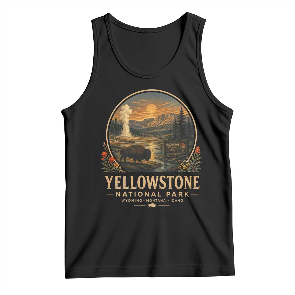 Vintage Yellowstone National Park Vintage Bison Geyser Tank Top Wyoming Montana Idaho Hiking Camping