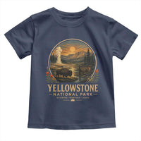Vintage Yellowstone National Park Vintage Bison Geyser Toddler T Shirt Wyoming Montana Idaho Hiking Camping