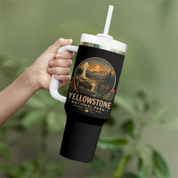 Vintage Yellowstone National Park Vintage Bison Geyser Tumbler With Handle Wyoming Montana Idaho Hiking Camping