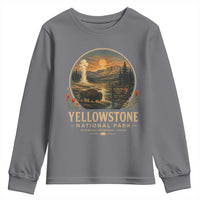 Vintage Yellowstone National Park Vintage Bison Geyser Youth Sweatshirt Wyoming Montana Idaho Hiking Camping