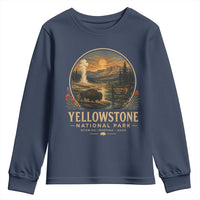Vintage Yellowstone National Park Vintage Bison Geyser Youth Sweatshirt Wyoming Montana Idaho Hiking Camping