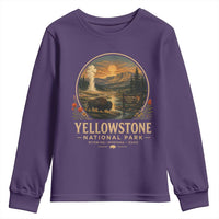 Vintage Yellowstone National Park Vintage Bison Geyser Youth Sweatshirt Wyoming Montana Idaho Hiking Camping