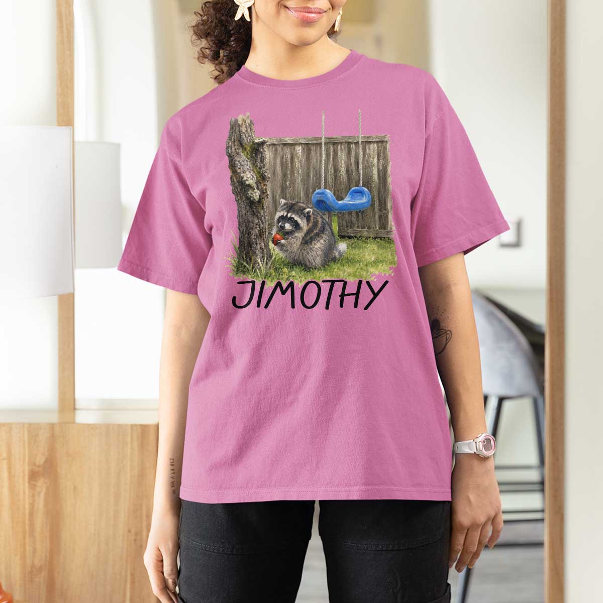 Jimothy Raccoon T Shirt For Women Cute Seattle Trash Panda Viral Meme