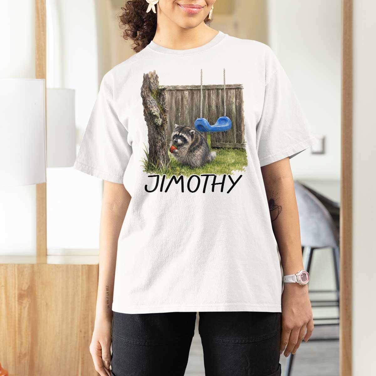 Jimothy Raccoon T Shirt For Women Cute Seattle Trash Panda Viral Meme