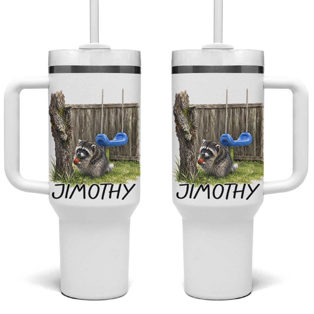 Jimothy Raccoon Tumbler With Handle Cute Seattle Trash Panda Viral Meme