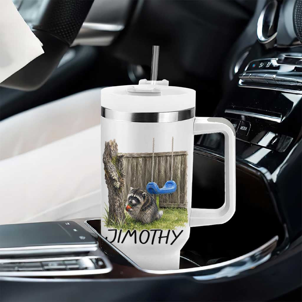Jimothy Raccoon Tumbler With Handle Cute Seattle Trash Panda Viral Meme