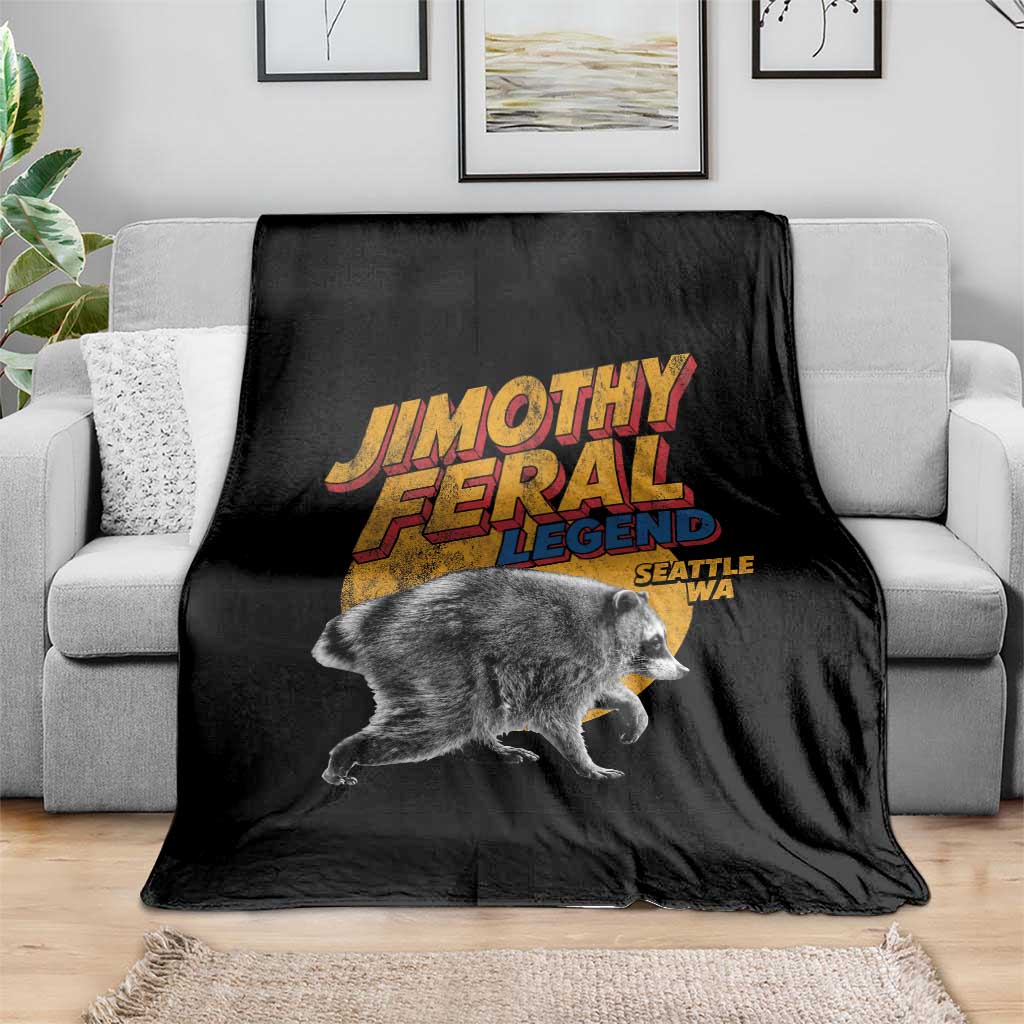 Vintage Jimothy Raccoon Throw Blanket Feral Legend Seattle WA Trash Panda Meme