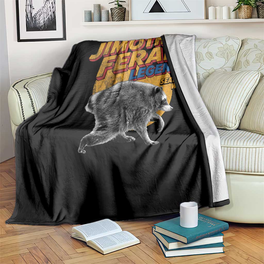 Vintage Jimothy Raccoon Throw Blanket Feral Legend Seattle WA Trash Panda Meme