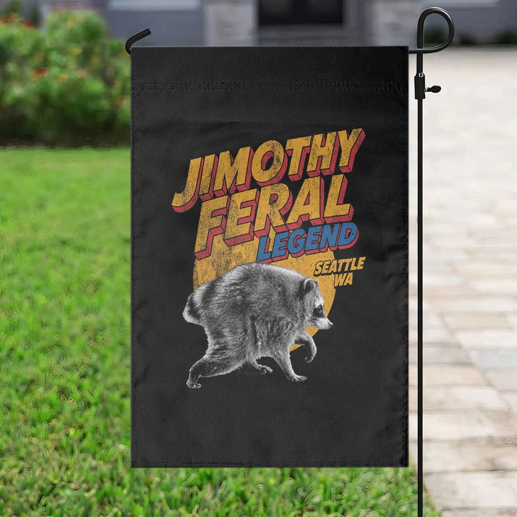 Vintage Jimothy Raccoon Garden Flag Feral Legend Seattle WA Trash Panda Meme