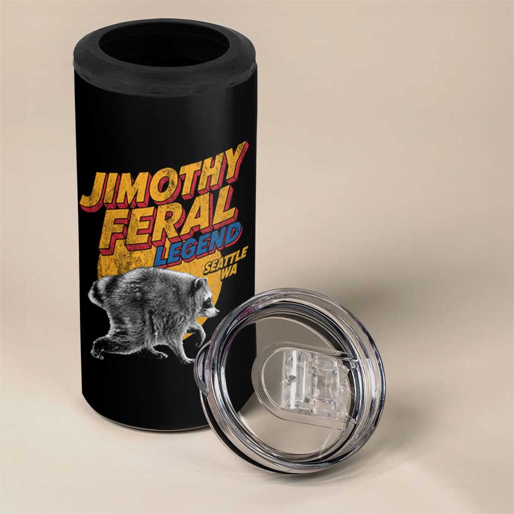 Vintage Jimothy Raccoon 4 in 1 Can Cooler Tumbler Feral Legend Seattle WA Trash Panda Meme
