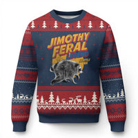 Vintage Jimothy Raccoon Ugly Christmas Sweater Feral Legend Seattle WA Trash Panda Meme