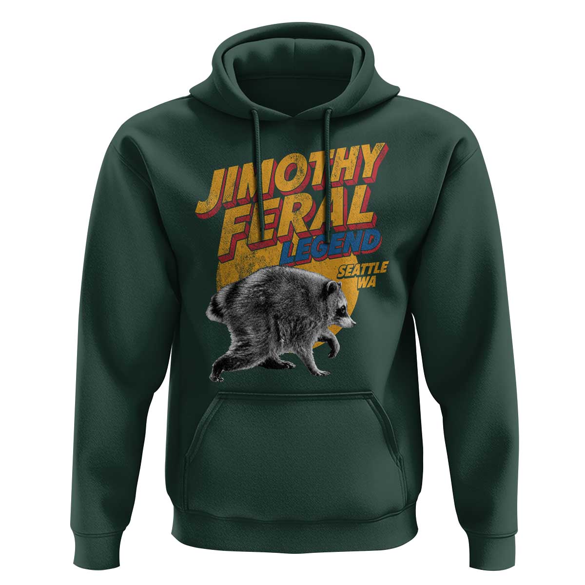 Vintage Jimothy Raccoon Hoodie Feral Legend Seattle WA Trash Panda Meme