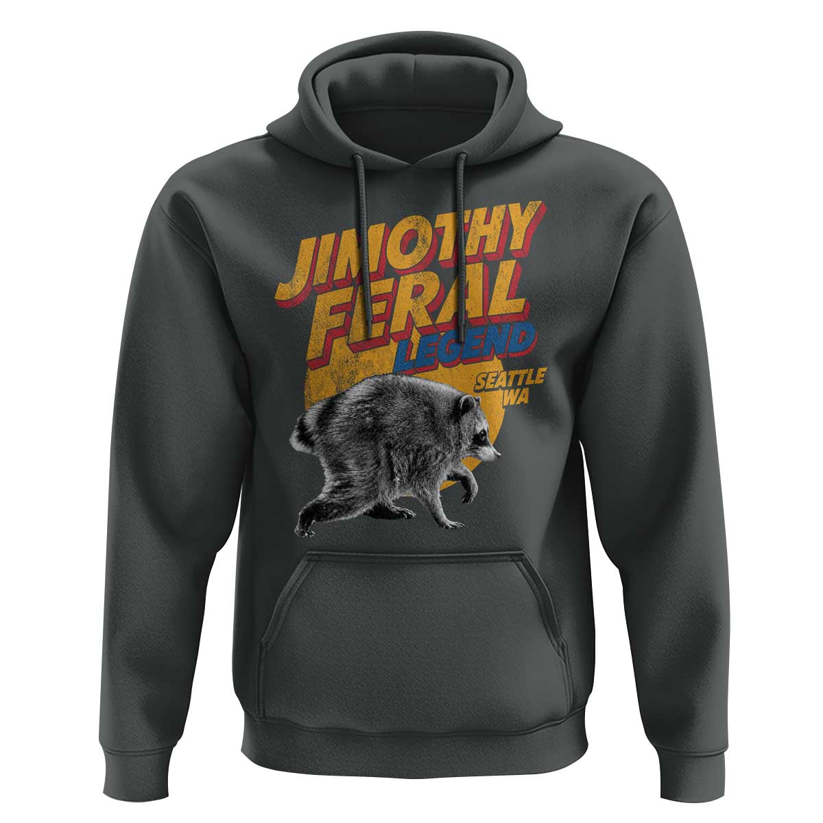 Vintage Jimothy Raccoon Hoodie Feral Legend Seattle WA Trash Panda Meme