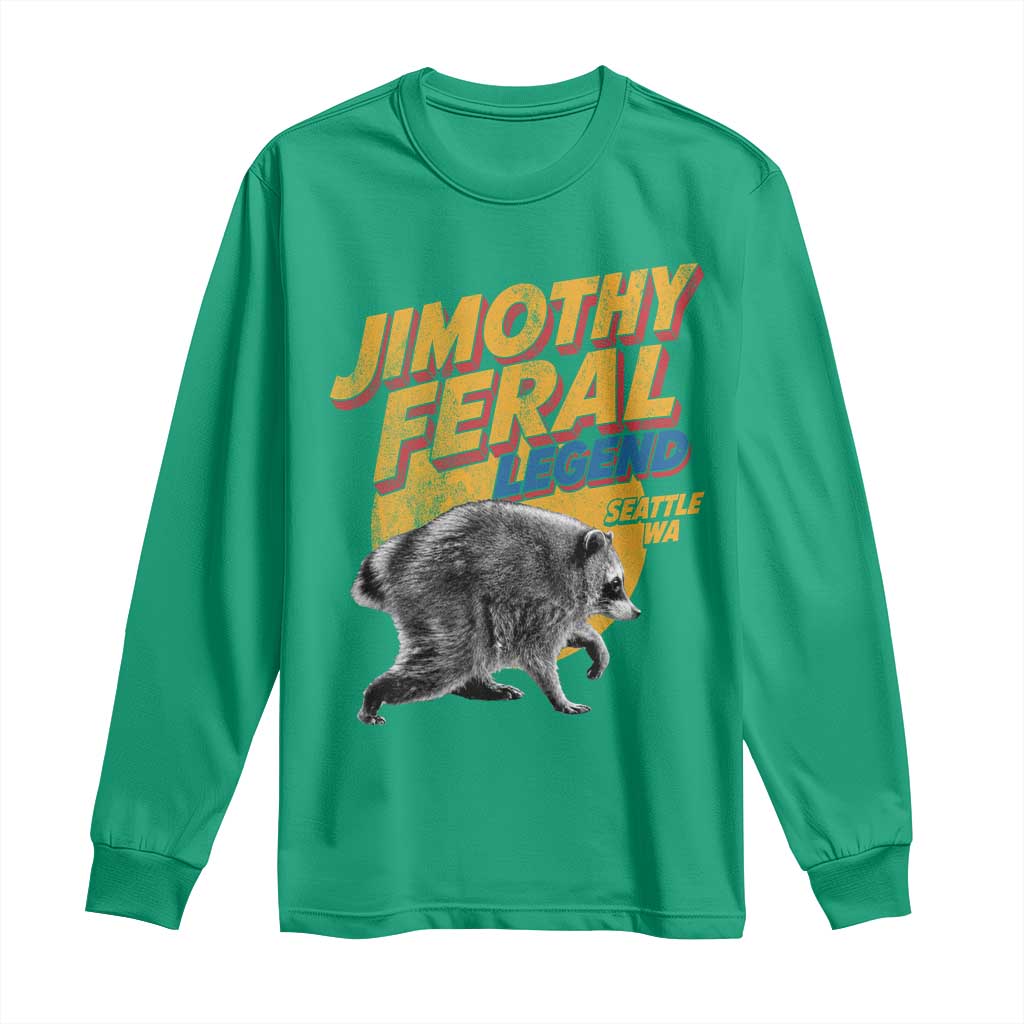 Vintage Jimothy Raccoon Long Sleeve Shirt Feral Legend Seattle WA Trash Panda Meme