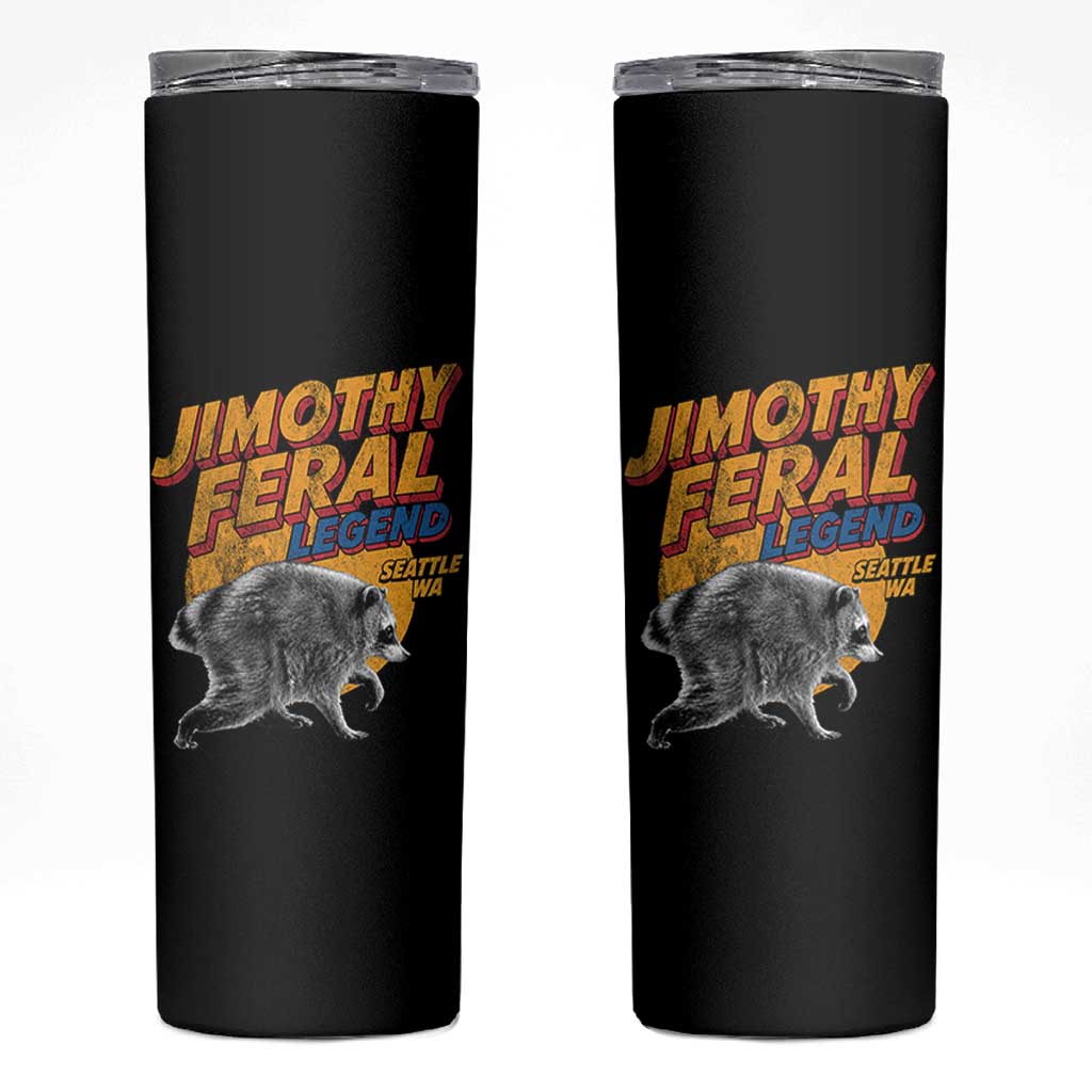 Vintage Jimothy Raccoon Skinny Tumbler Feral Legend Seattle WA Trash Panda Meme