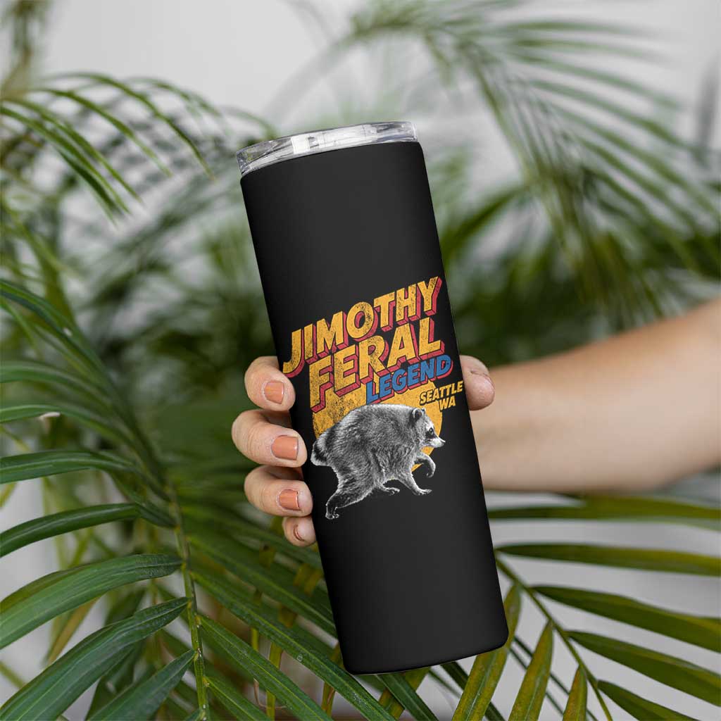 Vintage Jimothy Raccoon Skinny Tumbler Feral Legend Seattle WA Trash Panda Meme