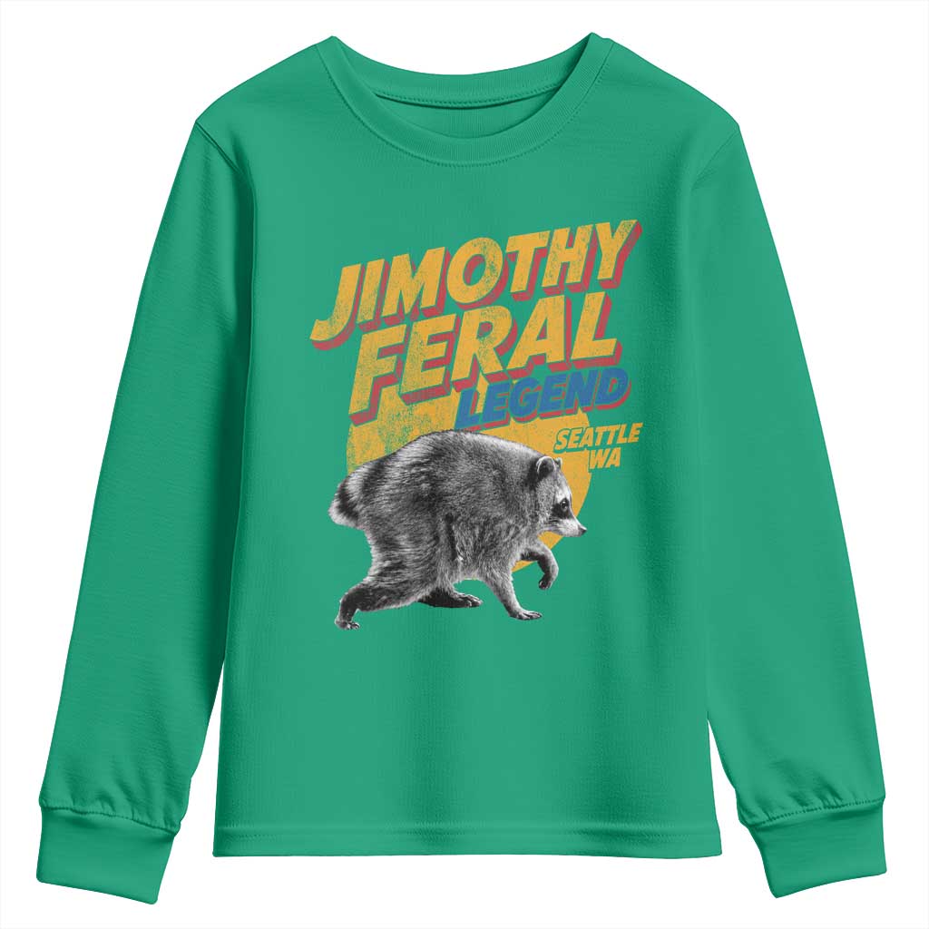 Vintage Jimothy Raccoon Youth Sweatshirt Feral Legend Seattle WA Trash Panda Meme