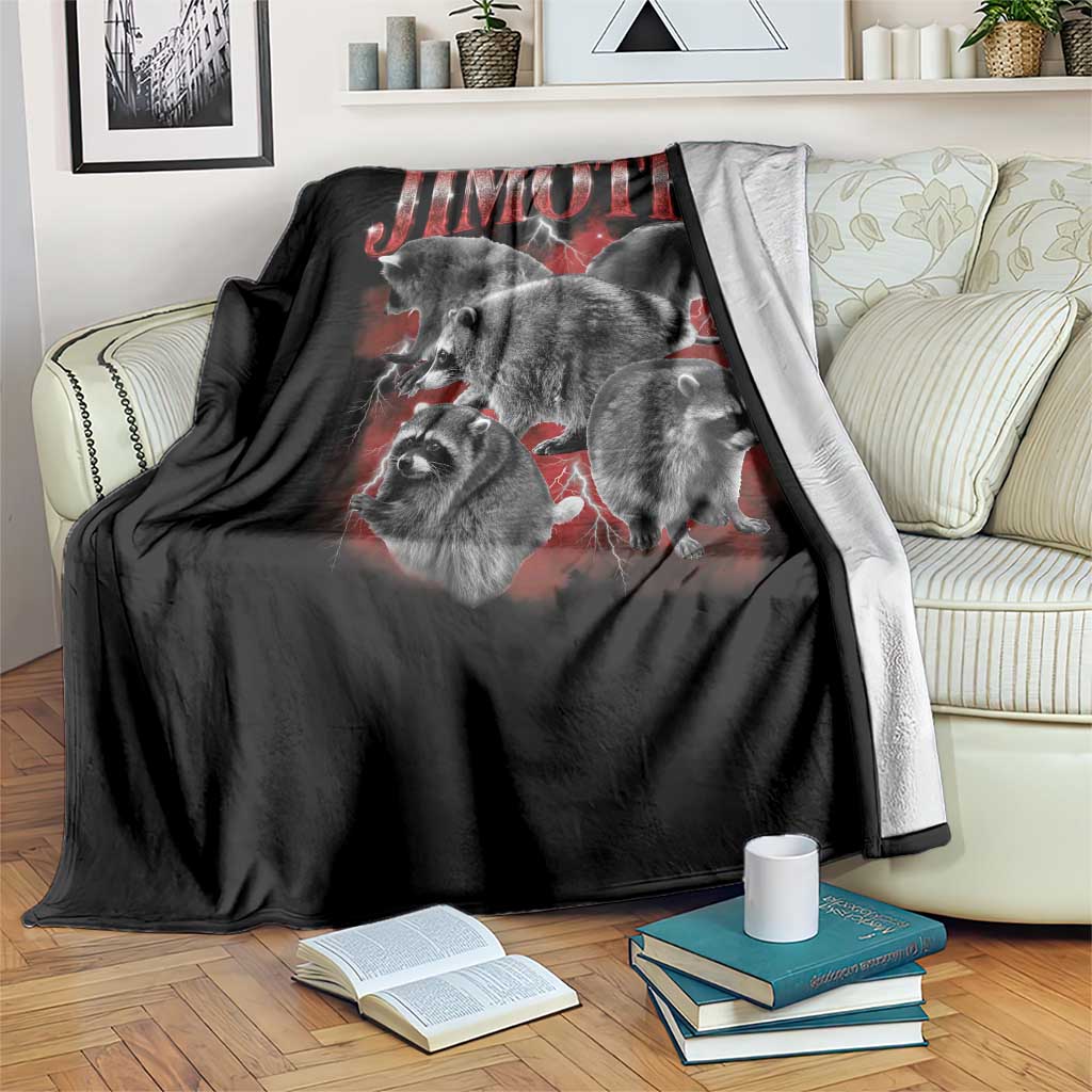 Jimothy Raccoon Throw Blanket Vintage 90s Bootleg Rap Style Funny Meme