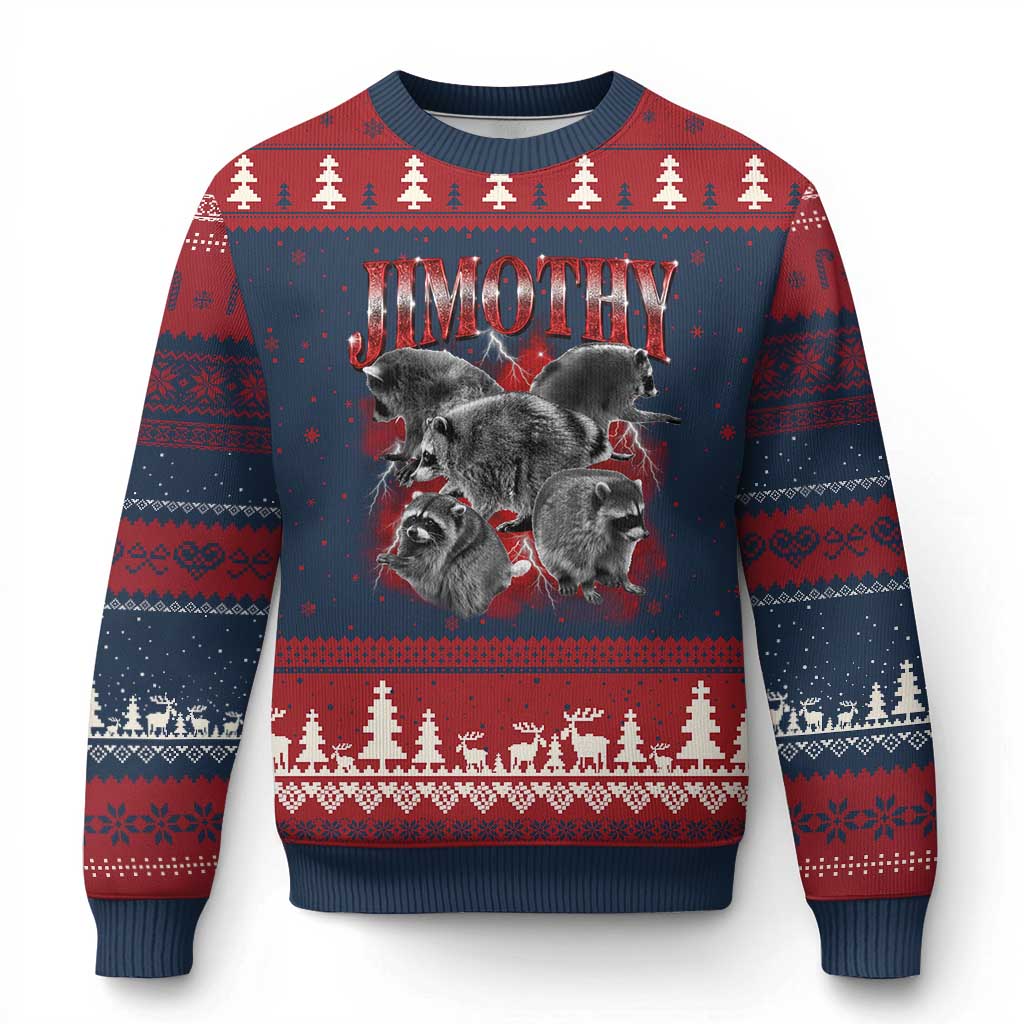 Jimothy Raccoon Ugly Christmas Sweater Vintage 90s Bootleg Rap Style Funny Meme