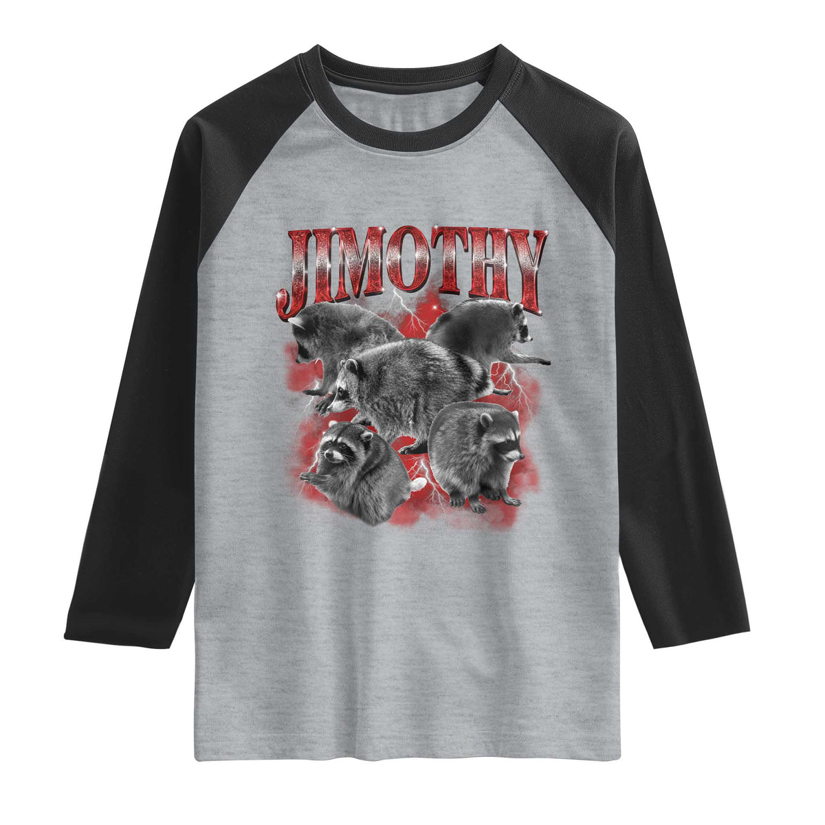 Jimothy Raccoon Raglan Shirt Vintage 90s Bootleg Rap Style Funny Meme