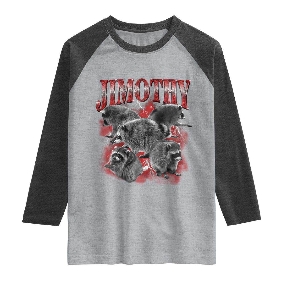 Jimothy Raccoon Raglan Shirt Vintage 90s Bootleg Rap Style Funny Meme