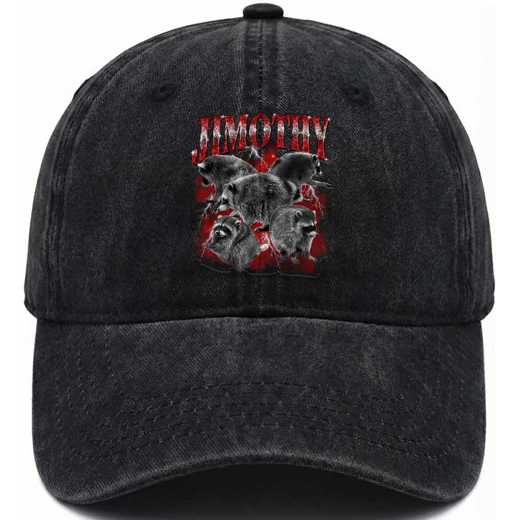 Jimothy Raccoon Washed Cotton Baseball Cap Vintage 90s Bootleg Rap Style Funny Meme
