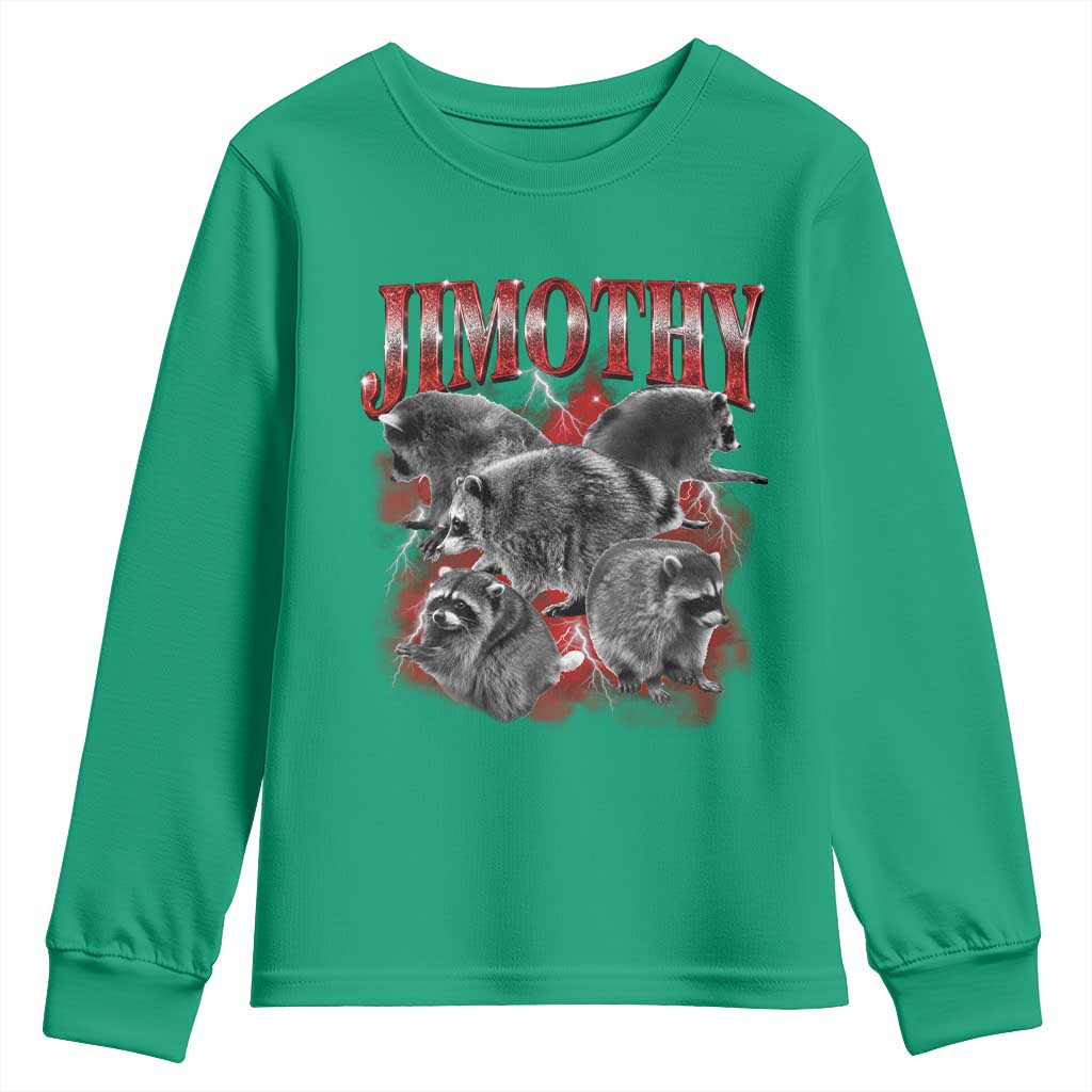 Jimothy Raccoon Youth Sweatshirt Vintage 90s Bootleg Rap Style Funny Meme