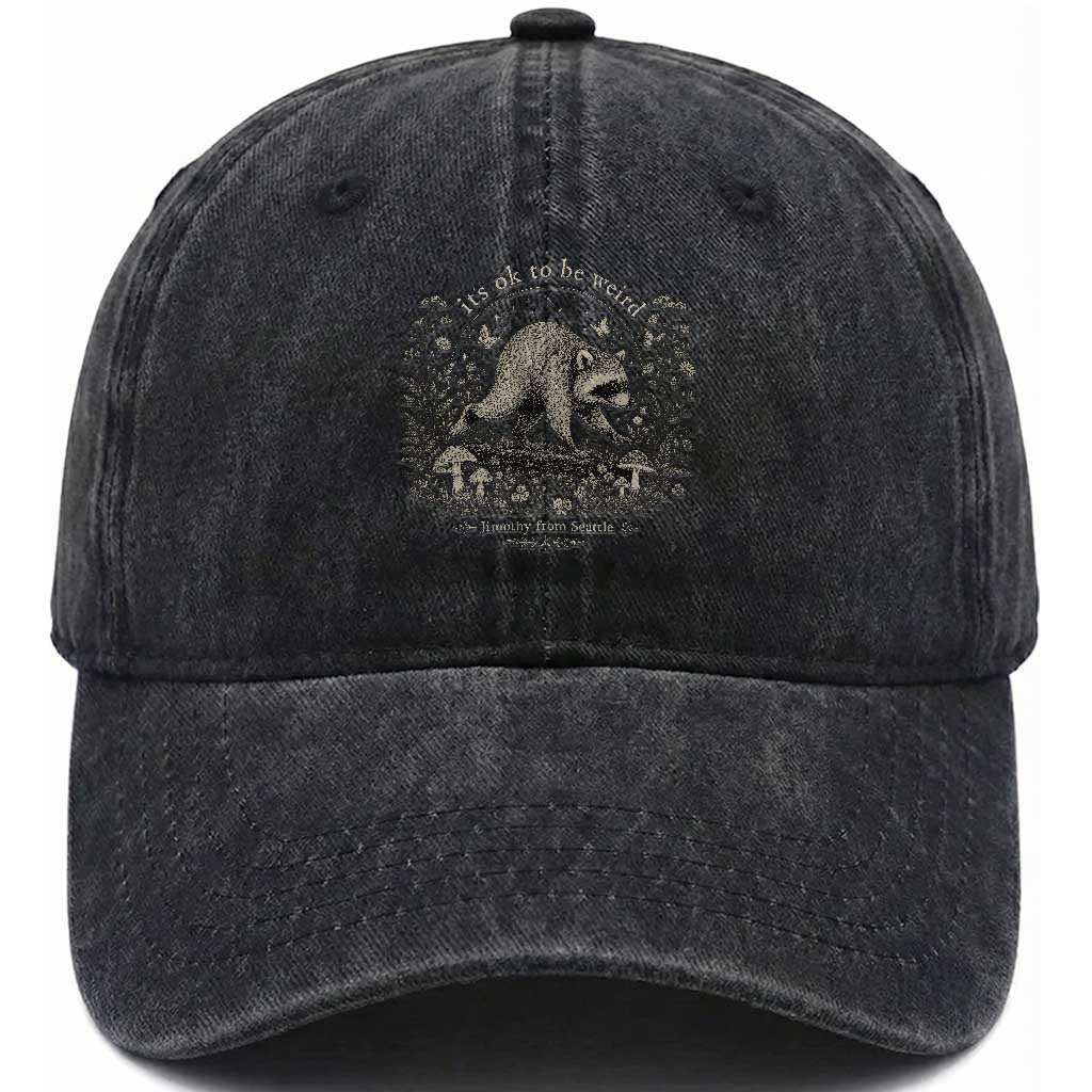 Its Ok To Be Weird Jimothy Seattle Raccoon Vintage Cottagecore Washed Cotton Baseball Cap