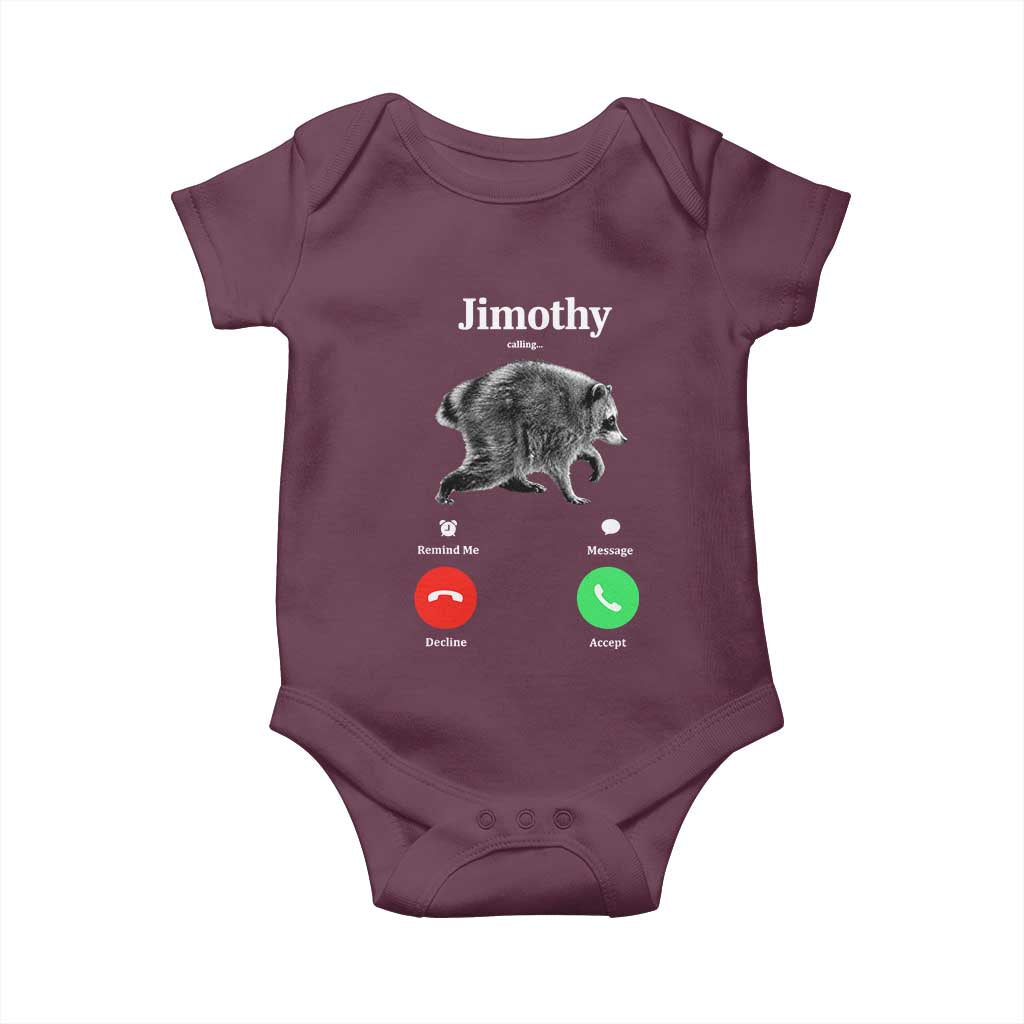 Jimothy Calling Phone Call Seattle Raccoon Baby Onesie