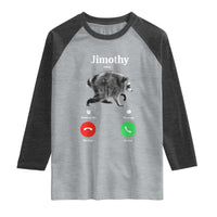 Jimothy Calling Phone Call Seattle Raccoon Raglan Shirt
