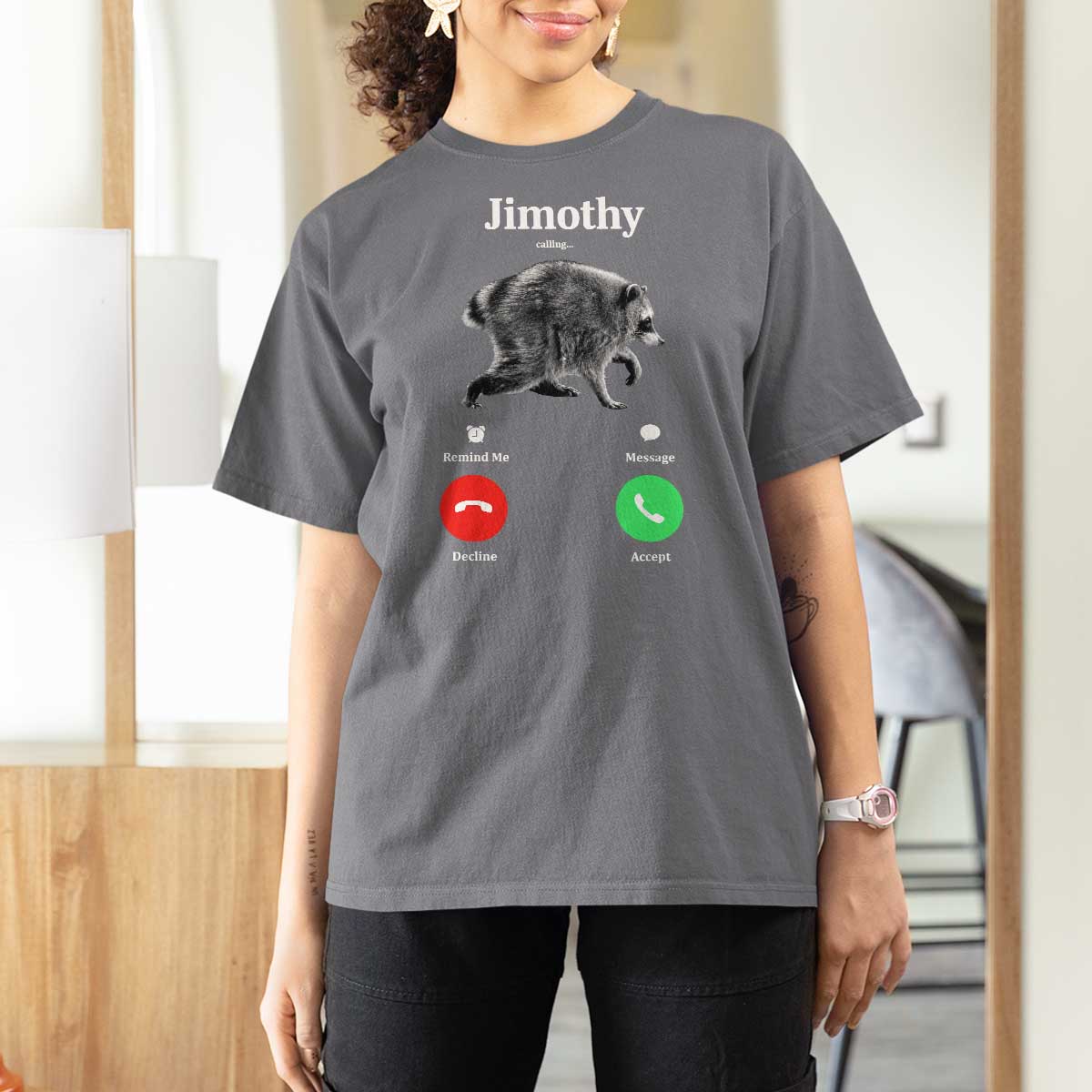 Jimothy Calling Phone Call Seattle Raccoon T Shirt For Women