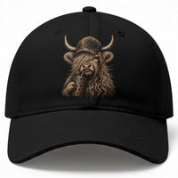 Highland Cow Funny Cute Coffee Lover Graphic Baseball Cap