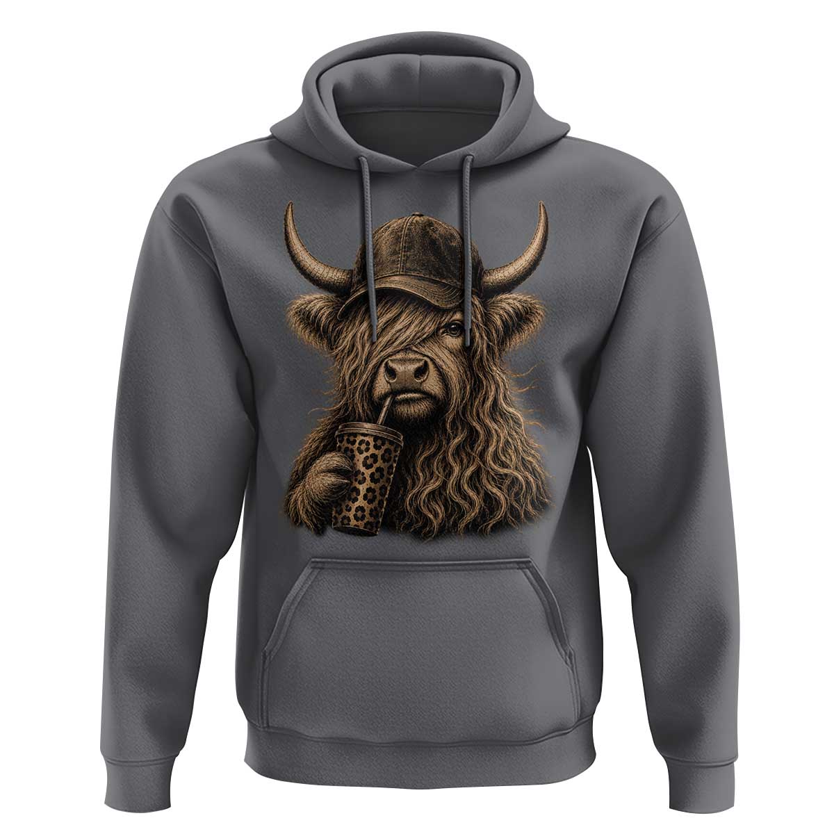 Highland Cow Funny Cute Coffee Lover Graphic Hoodie