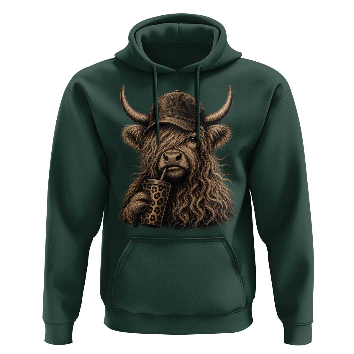 Highland Cow Funny Cute Coffee Lover Graphic Hoodie