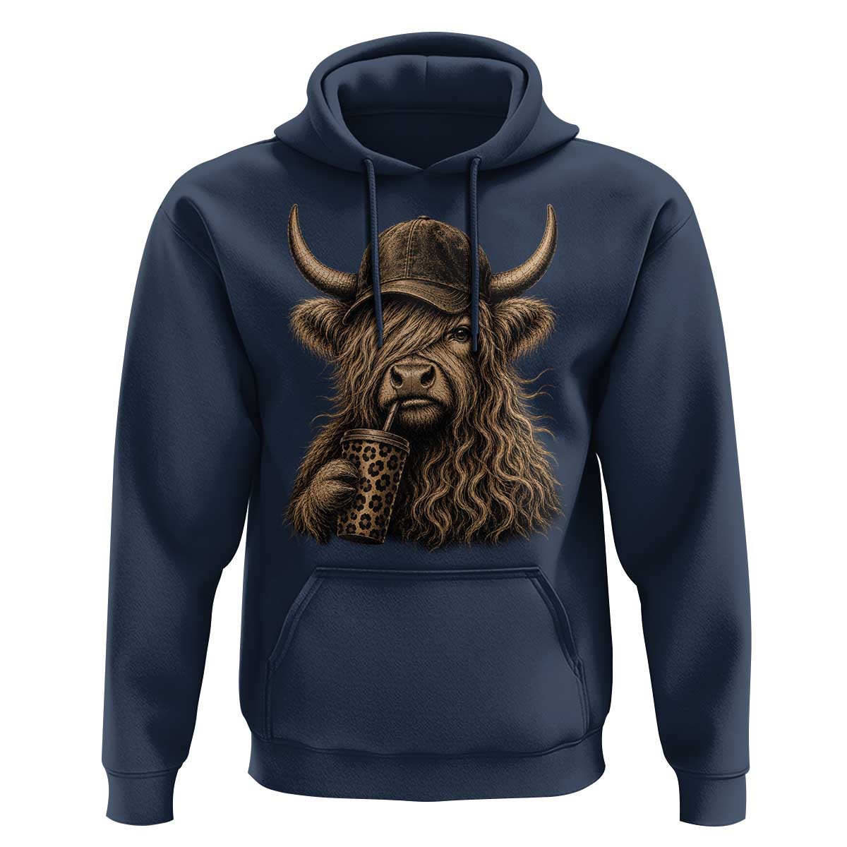 Highland Cow Funny Cute Coffee Lover Graphic Hoodie