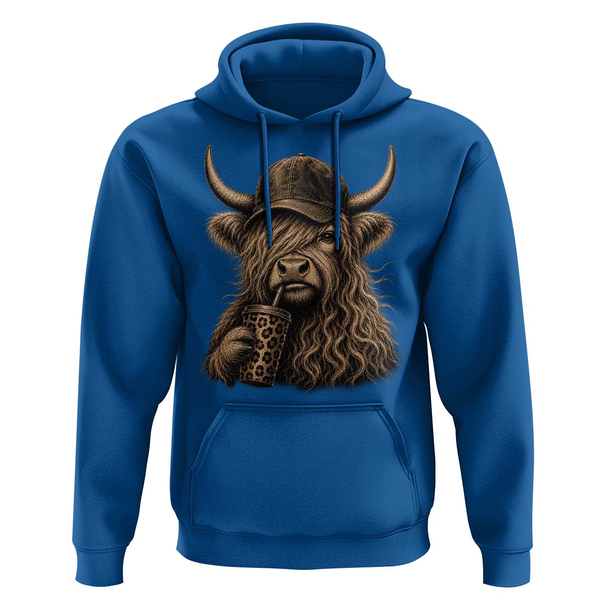 Highland Cow Funny Cute Coffee Lover Graphic Hoodie