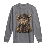 Highland Cow Funny Cute Coffee Lover Graphic Long Sleeve Shirt