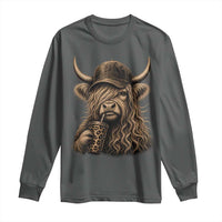 Highland Cow Funny Cute Coffee Lover Graphic Long Sleeve Shirt